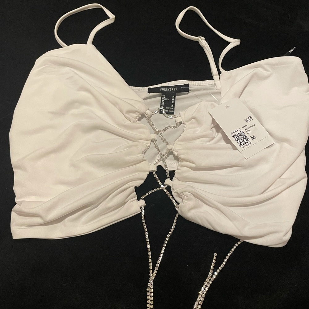 Rhinestone Lace-up Cropped Cami